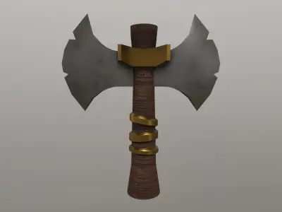 Viking axe Low-poly 3D model 12