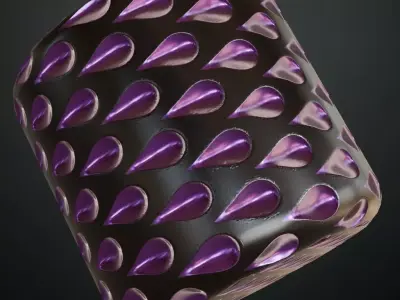 Purple Teardrop Studded Metal Plate PBR Seamless Texture