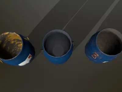 Barrel three jugs Low-poly 3D model