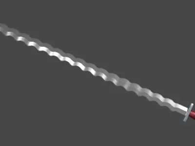 Flamberge sword with Xyphos handle Low-poly 3D model