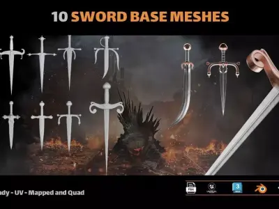 Sword Base Mesh Free low-poly 3D model