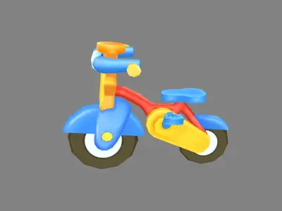 Cartoon bike toy Low-poly 3D model