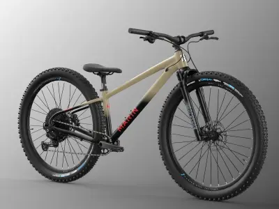 MTB hardtail in mud black Low-poly 3D model