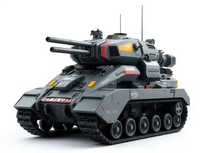 Futuristic Tank Model Pack with HighDetail Design Low-poly 3D model