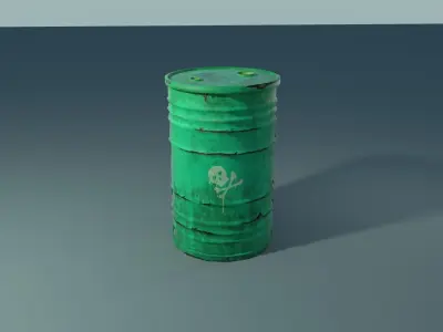 Green barrel Low-poly 3D model