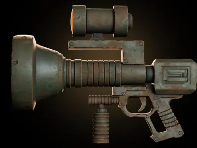 Retro Sci-Fi Plasma Gun Game-Ready 3D Model Low-poly 3D model