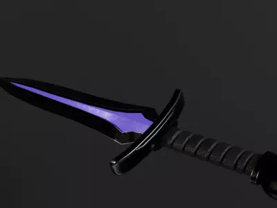 medieval fantasy Dagger the Violet Requiem Game ready PBR Low-poly 3D model