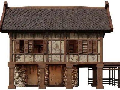 Old Medieval Building House 4K Textures GameReady 60 Low-poly 3D model