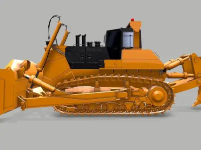 Industrial Vehicle Dozer Low-poly 3D model