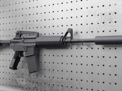 Colt M4A1 AR15 Carbine Assault Rifle Machine Gun Low-poly 3D model