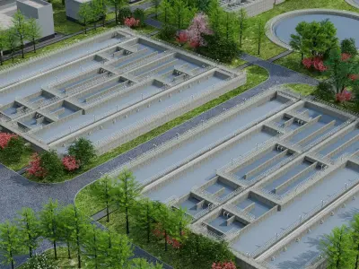 Wastewater treatment filtration plant 3D model buy