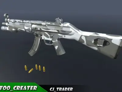 Military SMG-MP5 Riffle 3d model Low-poly 3D model