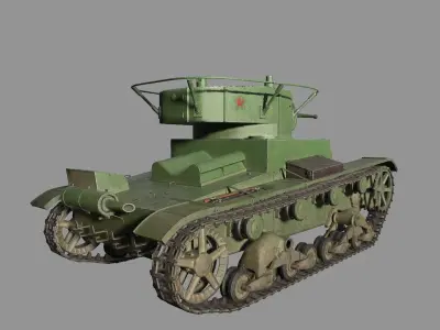 T-26 lowpoly soviet union tank ww2 Low-poly 3D model