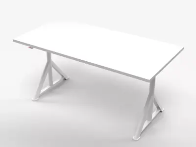 Modern Industrial White Desk with Adjustable Workshop Stool  3D model