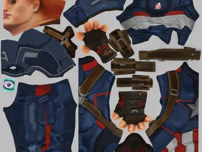 Captain America Rigged Free low-poly 3D model