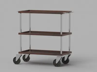 Dark Wood Service Trolley 3D model