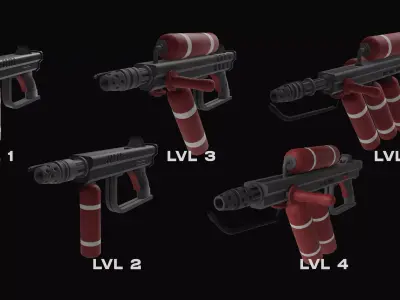 Stylized Sci-Fi Battle Fire Gun Low-poly 3D model