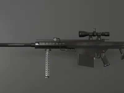 Barrett rifle M82 Low-poly 3D model
