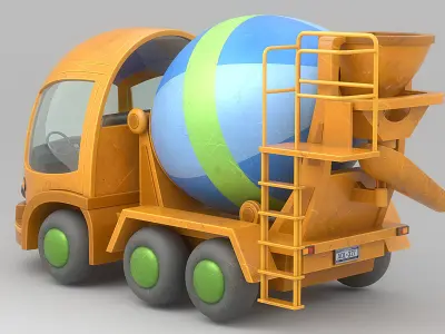Cartoon Mixer Truck Low-poly 3D model