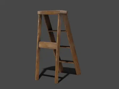 Old dusty wooden steps 3D model