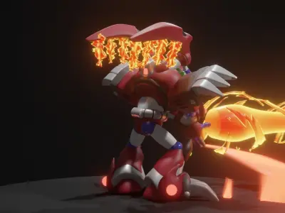 Magma Dragoon Low-poly 3D model