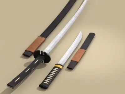 Katana and Wakizashi 3D model
