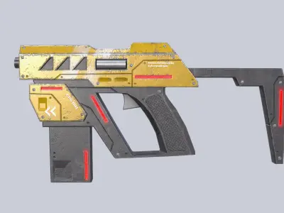 Cyberpunk gun Low-poly 3D model