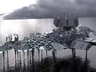 Dark Alien Hybrid base design Exterior 11 3D model
