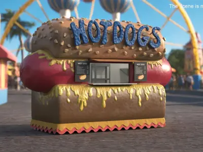Hot Dog Shaped Food Stand 3D model