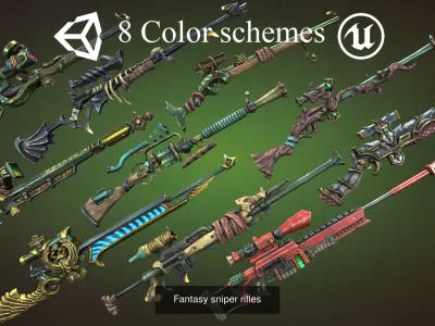 Fantasy guns bundle 3D Model Pack