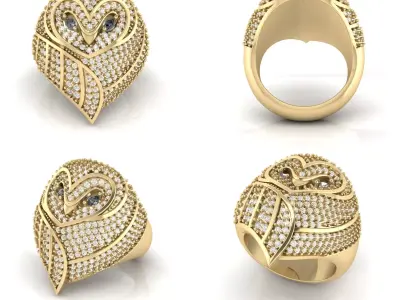 Owl Diamond ring  3D print model