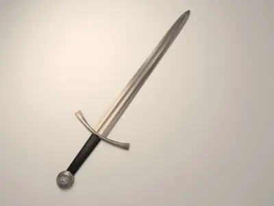medieval sword Low-poly 3D model 18