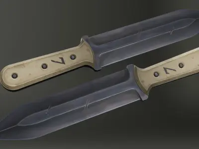 Stylized Military Knife Low-poly 3D model order