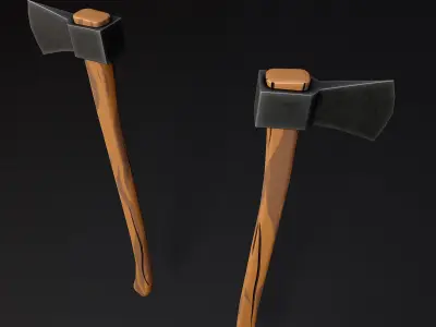 Wooden axe low poly 3d model Low-poly 3D model