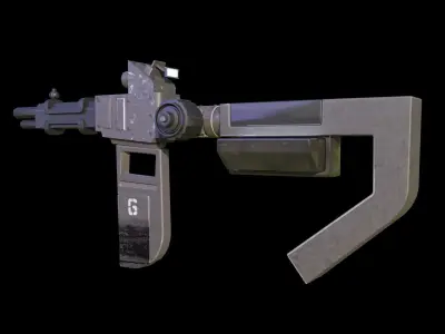 Sci-Fi Gun Low-poly 3D model 9