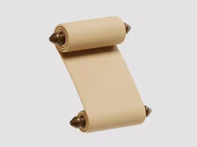 Paper Scroll cartoon Low-poly 3D model