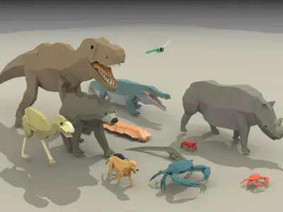 low poly animal pack Low-poly 3D model