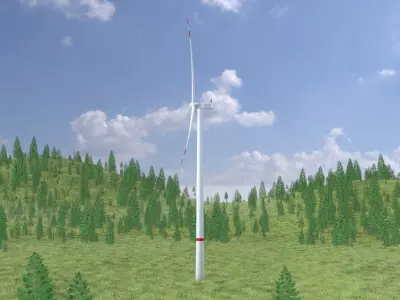 Wind turbine V1 H-175 RD 172 m with animation Low-poly 3D model