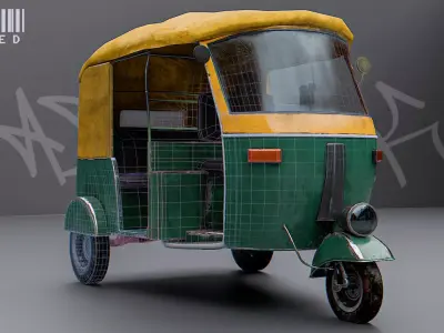 Auto Rickshaw Rigged 3D model