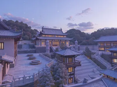Asian temple Chinese palace historical architecture 3D model
