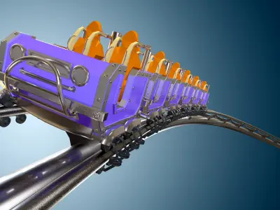 3d Animated Roller Coaster Train 3D model