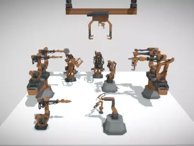 Low Industrial Robot Low-poly 3D model