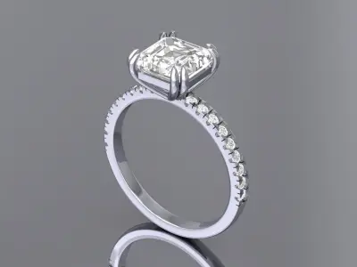  Asscher Solitair Ring 3D print model get