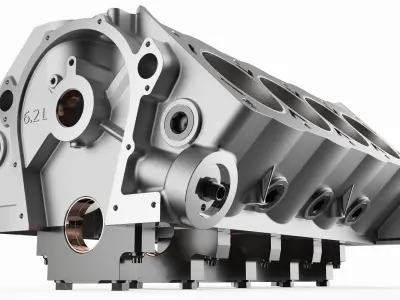 v8 engine block 3D model by MS-Studio-3D