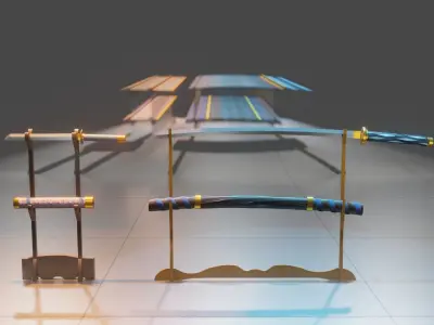 Katana and Tanto  Free low-poly 3D model