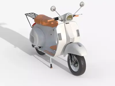 Classic Vintage Scooter - White Retro 3D model