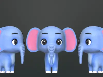 Cartoon Baby Elephant Character Low-poly 3D model
