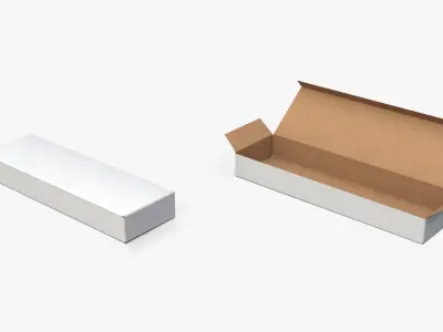 Tuck Top Boxes - White Long Packaging Set 3D model