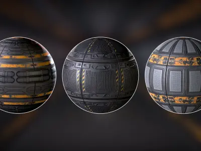 3 PBR Sci Fi panels materials 3D model