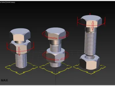 Screw Bolt and Nut Rigged 3D model